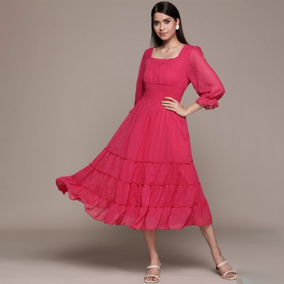 https://www.bloomwow.in/products/fuchsia-solid-chiffon-smocked-tiered-midi-dress