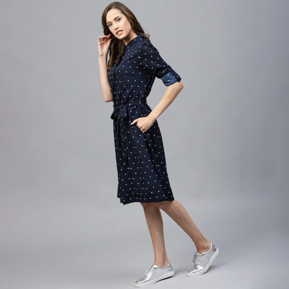 https://www.bloomwow.in/products/navy-blue-polka-dots-printed-shirt-dress