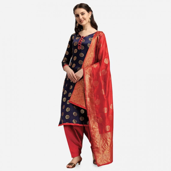 https://www.bloomwow.in/products/navy-blue-red-woven-design-banarasi-unstitched-dress-material