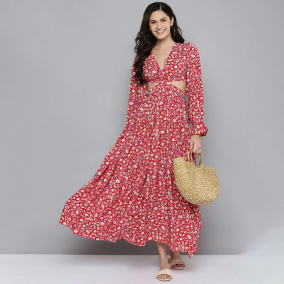 https://www.bloomwow.in/products/red-beige-floral-waist-cut-out-maxi-dress
