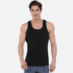 Men Black Solid Racer Back Innerwear Vest