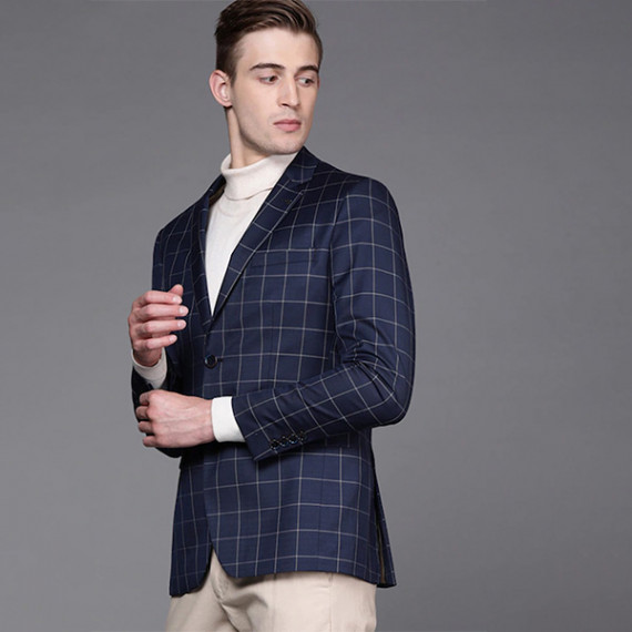 https://www.bloomwow.in/products/men-navy-blue-beige-slim-fit-checked-single-breasted-smart-casual-blazer