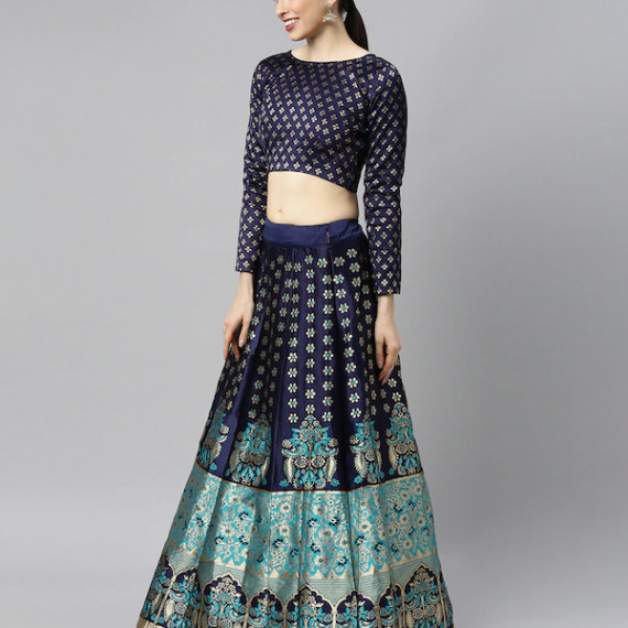 https://www.bloomwow.in/products/blue-green-woven-design-lehenga-choli